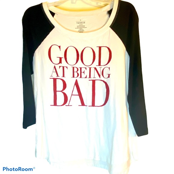 Torrid Good At Being Bad baseball tee shirt 0 L